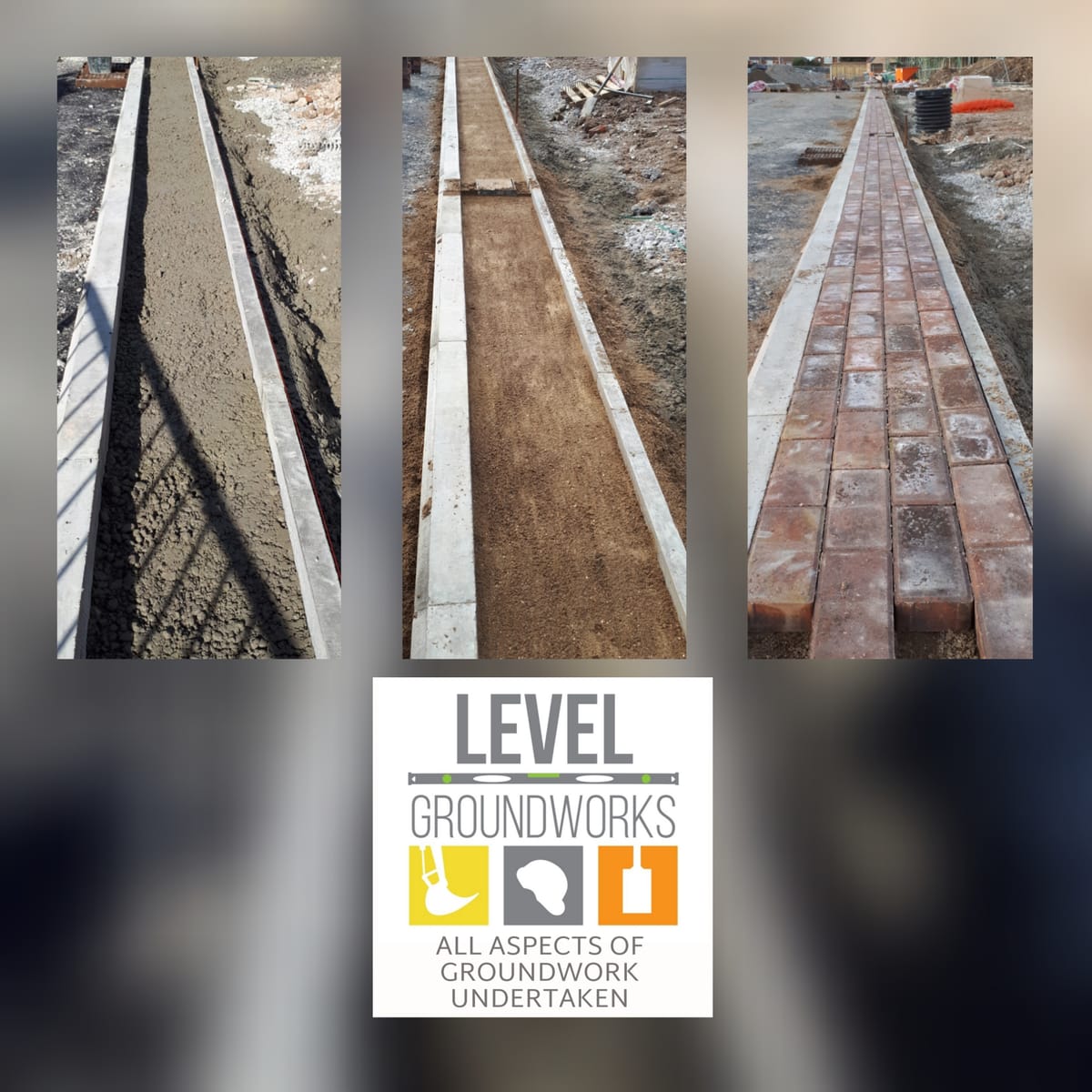 Commercial kerbing and block paving by Level Groundworks, from concrete haunching through to finished clay pavers